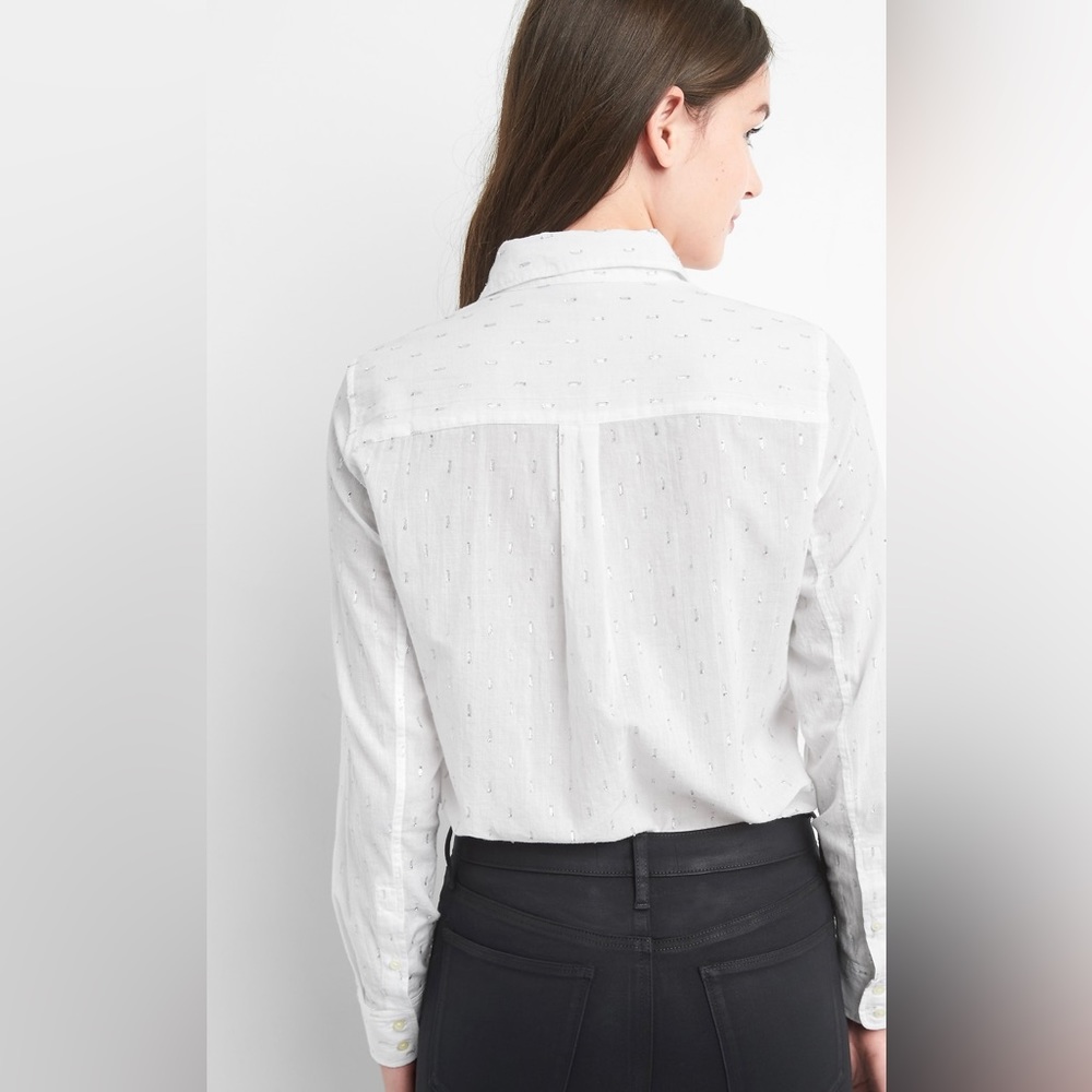NWT Metallic Fitted Boyfriend Shirt - Picture 5 of 7
